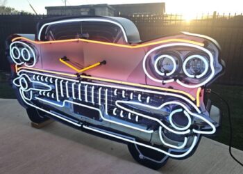 Neon Cadillac Sign at No Reserve