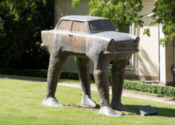This Statue Of A Trabant With Legs Will Absolutely Haunt Your Dreams