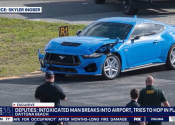 Florida Man Crashes Ford Mustang Through Airport Fence, Nearly Hits A Taxiing Plane, Then Tries Entering It