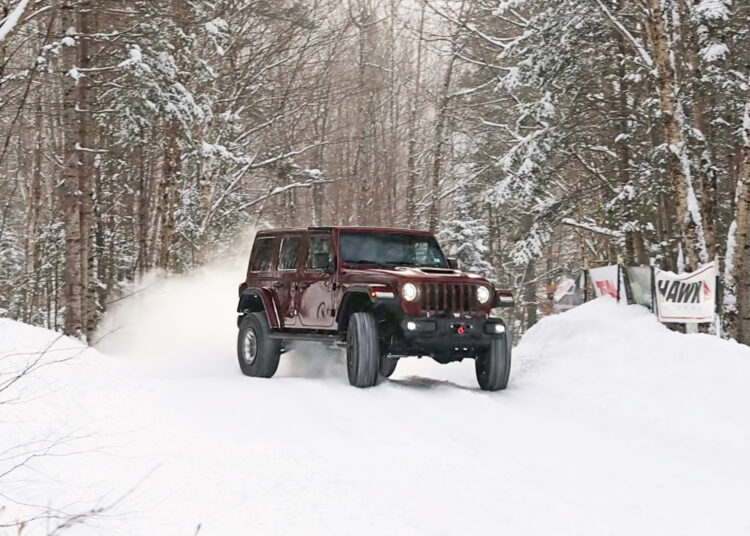 ‘Scary Fast’: Brave Man Flings a V8 Jeep Wrangler 392 Down a Snow Rally Stage