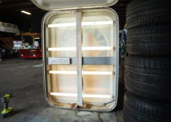 Double-Sided Illuminated Alfa Romeo Parts & Service Sign at No Reserve
