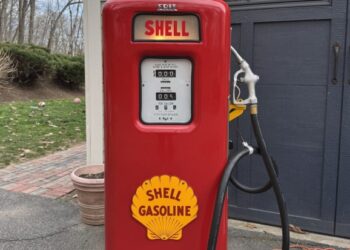Gas Pumps & Illuminated Tire Company Signs at No Reserve