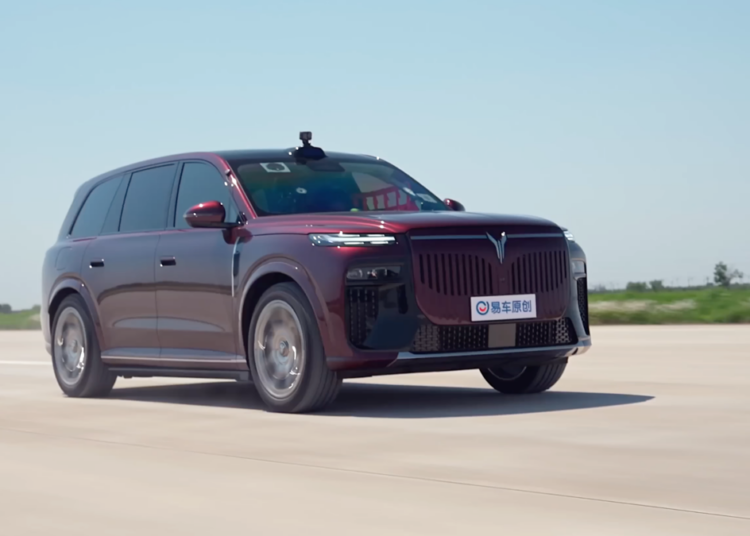 Watch: 6,000-lb Chinese Luxury EV Jumps Off a Mega Ramp and Survives