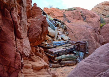 How Dozens of Classic Cars Ended Up Stacked Like Firewood in a Utah Canyon