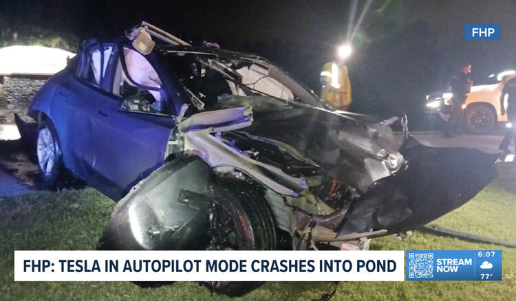Driver Killed When Tesla Using ‘Autopilot’ Crashes Into Pond